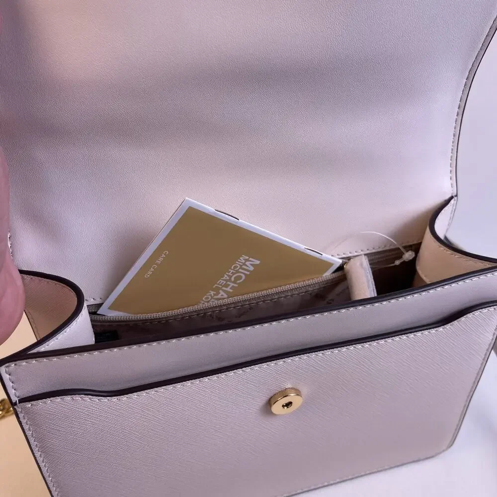 Michael Kors Greenwich Small Floral Applique Flap Crossbody Cream NWT $458